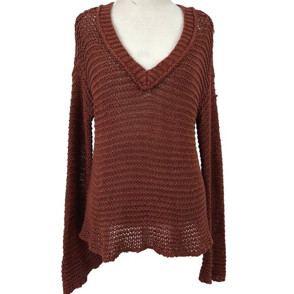 O'Neill Women Long Sleeve Chunky Knit Sweater Brown Fall Boho Surfer Size XS - Picture 1 of 7